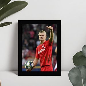 Erling Haaland Kunst - Gedrukte handtekening - 10 x 15 cm - In Klassiek Zwart Frame - Manchester City - Red Bull Salzburg - Rookie - Borussia Dortmund