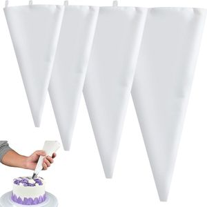 4 stuks professionele spuitzakken - 40/35/30/25 cm, herbruikbare katoenen spuitzak - spuitzak - taartdecoratiezakken - voor cake - taarten - cupcake-decoratie (wit)