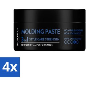 4 x SYOSS - Molding Paste 100 ml - Haarpaste - Langdurige Styling - 100ml - Haarpasta - Stylingpasta - Zachte Hold - Flexibele Styling - Natuurlijke Finish