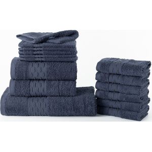Handdoek met franjes - blauw - Gastendoekjes kopen | Lage prijs | beslist.nl