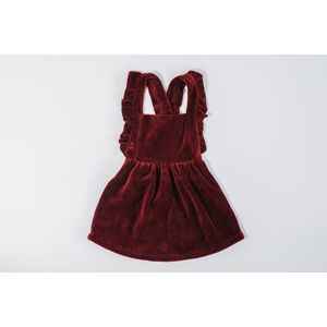 MXM Baby Jurk - Bordeaux - Newborn - Velours - Feest - Zacht - Dungaree- Roesels- Drukknopen - Maat 80