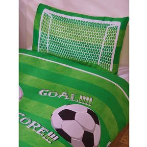 1-persoons voetbal dekbedovertrek groen gestreept met zwart 140 x 200 cm