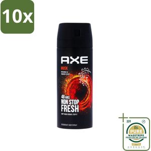10 x Axe - Deodorant Bodyspray - 48hrs Non Stop Fresh - Musk - Patchouli & Fougere - 150 ml - Grootverpakking - Axe Musk Deodorant Bodyspray - Musk Deodorant - Deodorant Bodyspray - Musk Geur - 48h Fresh Deodorant