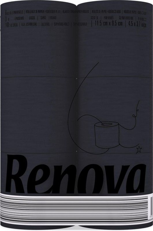 Zwart toiletpapier - 6-pack - 6 rollen gekleurd wc papier - zwart toilet