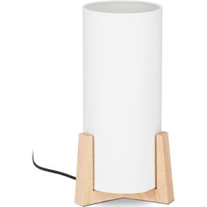 Relaxdays tafellamp houten basis - nachtlampje modern - lamp E27 fitting sfeerverlichting