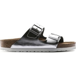 Birkenstock Arizona Dames Slippers Metallic Silver Regular-fit | Zilver | Leer | Maat 37 | 1005960