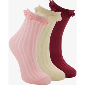 3 paar meisjes sokken met sierlijke details - Roze - Maat 35/38