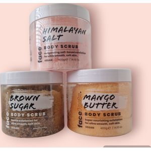 Face Facts Body Scrub Trio Himalayan Salt 400g + Brown Sugar 400g + Mango Butter 400g