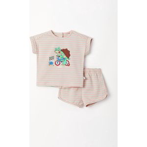 Woody pyjama baby meisjes - multicolor gestreept - schildpad - 231-3-PZG-Z/917 - maat 74