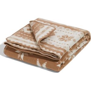 Most - Wollen jacquard bed deken Nordic - Merino wol - 200 x 220 cm - beige-wit