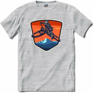 BMX Pedal Pusher Fiets Freestyle | Mountainbike sport kleding - T-Shirt - Unisex - Donker Grijs - Gemêleerd - Maat XXL