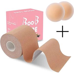Boob Tape - Met Herbruikbare Nipple Covers – Plak BH - Plak BH Push Up – Strapless BH – Boobtape - BH zonder Beugel – 5 CM breed