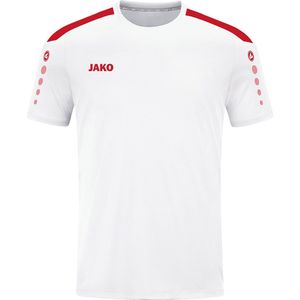 JAKO Shirt Power Korte Mouw Wit-Rood Maat 3XL
