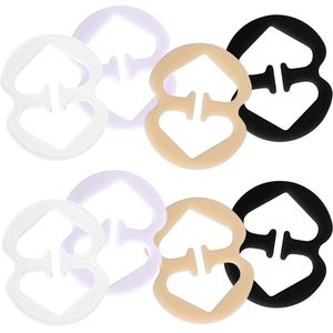 E-Ambar - Bh Clips voor Bandjes - Voorkomt het verschuiven van bh-bandjes - Set van 8 - Geschikt voor jurken, shirts en sporttops - Zwart, wit, transparant en beige - 4,3x3,5cm