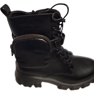 LUCKY SHOES-BIKERBOOTS-BLACK-IMITATIONLEER-EXTRA PURSE-36