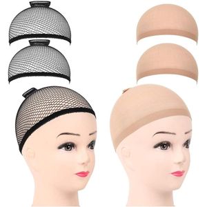 Allecto plus - Set van 4 nylon haarnetjes voor pruiken - zwart - rekbaar en ademend