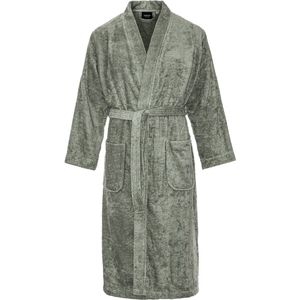 Kimono badstof katoen – lang model – unisex – badjas dames – badjas heren – 100% katoen - sauna - olijfgroen - S/M