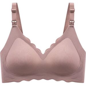 Wow Peach - Soft Seamless Voedings BH - Padded Beha - Zonder Beugel - Naadloos - Borstvoeding - Nursing - Mama - Comfort - Silky - Ademend - Kleur: Roze-bruin - Maat: Medium