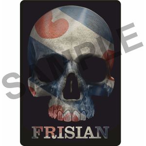 2x Frislan skull sticker - tekst 'frislan' met skull - friese vlag, 9x13cm