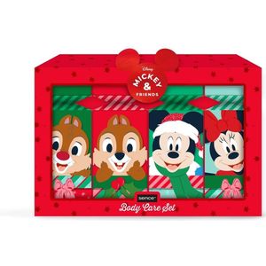 Disney Mickey Mouse Bodycare Giftset – 4-delige Verzorgingsset – Warm Wishes – Douchegel, Bodylotion, Handzeep & Spons – Cadeauset voor Kinderen