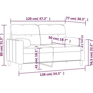 vidaXL - Tweezitsbank - met - sierkussens - 120 - cm - stof - bruin