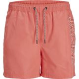 Jack & Jones Heren Zwemshorts JPSTFIJI Double Logo Effen Hot Coral - Maat S