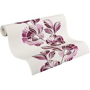BLOEMEN BEHANG PAARS OUDROSE 93576-3