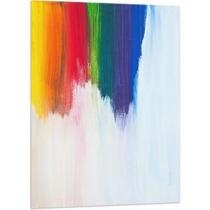 Vlag - Verfstrepen in de Kleuren van de Regenboog - 70x105 cm Foto op Polyester Vlag
