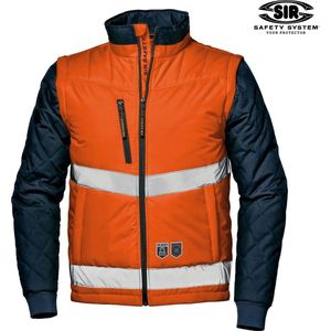SIR SAFETY DRIVER Hi Vis Reflecterend Gevoerde Werkjas HEREN Veiligheidsjas Oranje Blauw - Waterafstotend - Afneembare Mouwen - EN ISO 20471 Klasse 2