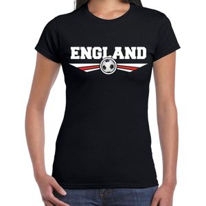 Engeland / England landen / voetbal t-shirt met wapen in de kleuren van de Engelse vlag - zwart - dames - Engeland landen shirt / kleding - EK / WK / voetbal shirt XL