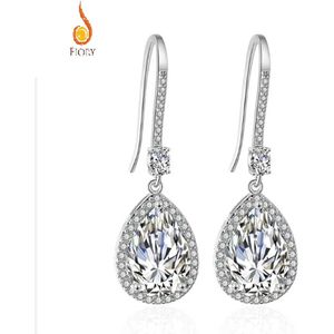 Fiory Oorhangers 270B zilver | Oorbellen| Zirkonia steentjes | bling bling | earrings | zilver