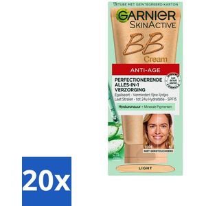 20 x Garnier - SkinActive - BB Cream Light - Anti-Aging - Getinte Dagcrème - 50 ml - Gemengde Huid - Vette Huid - Hydratatie - Natuurlijke Dekking - SPF