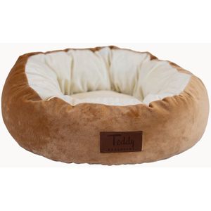Teddy Exclusive - Kattenmand Cleo Rond – Ø40xH12 cm – Zacht Pluche Kattenkussen – Goud – Comfortabel Kattenbed