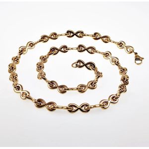 56cm x 8,5mm Halsketting Dames - Oneindigheids Ketting - Stalen Goud Kleur - Infinity Schakelketting