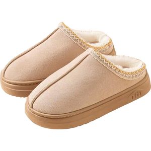 Warme dames sloffen - Pluche gevoerd - Slipper - Suede - Anti-slip