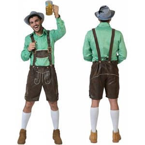 Oktoberfest Overhemd - Trachten hemd - Tiroler Overhemd - Groen/Wit Geblokt - Maat: XL