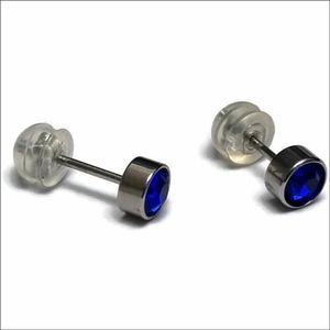 Aramat jewels ® - Zweerknopjes geboortesteen oorbellen september saffier blauw chirurgisch staal 5mm