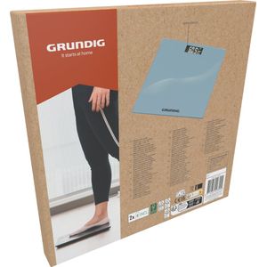 Grundig Digitale Weegschaal - Personenweegschaal tot 180KG - Weegschalen met LCD Display en Temperatuurweergave - met Kg en Lb Functie - 50 g Precisie Weegschaal - Zilver