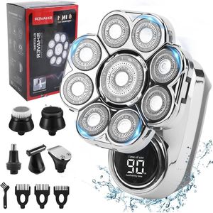 Upgrade 9D Hoofdscheerapparaat - 6-in-1 Draadloos Waterdicht Scheerapparaat voor Mannen met LED-Display