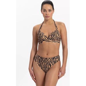 BEACH LIFE - soft zebra halter bikinitop - Zwart-Bruin