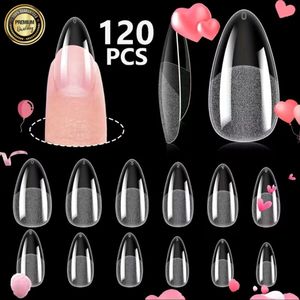GUAPÀ® Nageltips Transparant Matte Almond 120 pcs | Almond Nageltips | Plaknagels | Nepnagels | Nagelverlenging Acryl en Gel | BIAB | Korte Tips Nagels | 120 pcs Korte Amandel Nageltips Matte Transparant False Nails