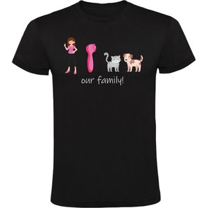 Family T-shirt Heren | hond | kat | familie | airfryer | vrouw | zelfstandig | gezellig |