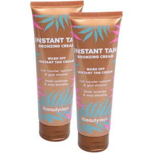 The Beauty Dept Instant Tan - Instant Bronzing Creme | 2x 125ml - Afwasbare Zelfbruiner - Goude Glimmer | Pure Dekking en Makkelijk Aanbrengen