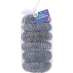 DID Schuursponsjes - 6x - RVS - staalspons - sponzen - 6 cm