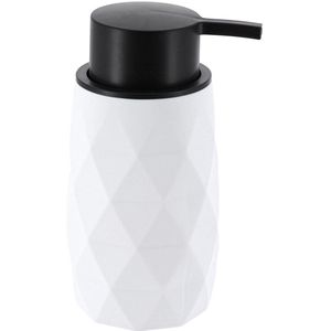 Tendance Zeeppompje/dispenser Diamond - wit - kunststof - 6 x 15 cm
