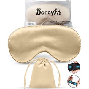 Boncy® Verstelbaar Zijde Slaapmasker met Opbergzakje - Goud Oogmasker - Slaapmaskers Vrouwen en Mannen Zijde