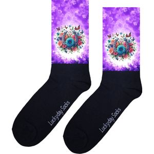 Hoefijzer - Opkikkertje - Paars - Grappige sokken - Valentijn cadeau - Verjaardag cadeau - Geluk - Grappige sokken - Leuke sokken - Vrolijke sokken - Kerst sokken - Vaderdag - Moederdag - Socks maken Happy - 37-44