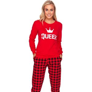 Doctor Nap Katoenen Pyjama Dames Volwassenen | Lange Mouw Lange Broek | Winter Pyama Dames Volwassenen | Matching Gezin Pyjama | Kerst Pyjama | Queen Rood PB.9748 - XL