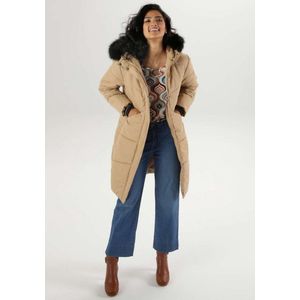 Aniston | Puffer jas | Afneembaar imitatiebont | Camel | 36