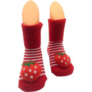 Baby Sokjes, Aardbei, Rood, Fruit, Babyshower sokken, One Size